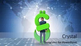  Presentation with dollar - Slide deck with credit crunch - businessman in dollar and debt background and a light blue colored foreground