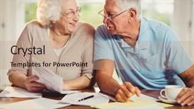  Presentation with senior couple - Theme consisting of credit crunch - senior couple counting bills background and a coral colored foreground