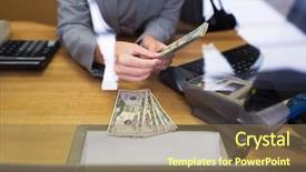  Presentation with saving - Colorful slides enhanced with credit department - people withdrawal saving and finance backdrop and a coral colored foreground