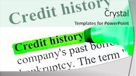  Presentation with definition - Presentation featuring credit history definition highlighted background and a mint green colored foreground