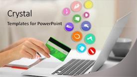  Presentation with online shopping - Audience pleasing theme consisting of credit line - online shopping female making online backdrop and a lemonade colored foreground