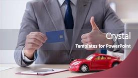  Presentation with motor - Slide deck having credit repair - agent offering car motor insurance background and a gray colored foreground
