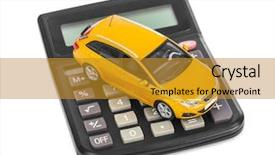  Presentation with autonomous car - Slide deck consisting of credit repair - calculator and toy car isolated background and a gold colored foreground
