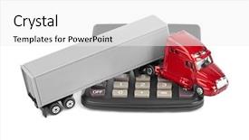  Presentation with truck - Presentation theme with credit repair - calculator and toy truck car background and a white colored foreground