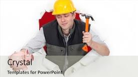  Presentation with credit repair - Presentation theme consisting of credit repair - construction worker with a hammer background and a light gray colored foreground