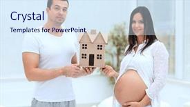  Presentation with credit repair - Presentation theme consisting of credit repair - husband showing his pregnant wife background and a sky blue colored foreground