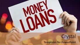  Presentation with light golden lights - PPT theme with credit risk bank customers - money loans placard with night background and a coral colored foreground
