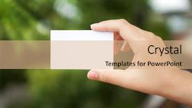  Presentation with hold hand - Presentation having credit sales presentation - hand hold white blank business background and a  colored foreground