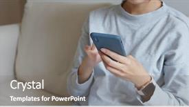  Presentation with home - Beautiful slide set featuring credit status - working on cellphone at home backdrop and a gray colored foreground