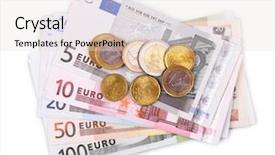  Presentation with european union banknotes and coins - Beautiful slides featuring credit union - euro banknotes and coins isolated backdrop and a lemonade colored foreground