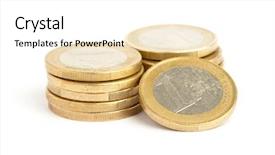  Presentation with credit union - Audience pleasing PPT theme consisting of credit union - euro coin pile backdrop and a white colored foreground