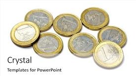  Presentation with euro - Presentation theme having credit union - euro coins isolated on white background and a white colored foreground