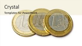  Presentation with euro - Theme featuring credit union - euro coins isolated on white background and a blonde colored foreground
