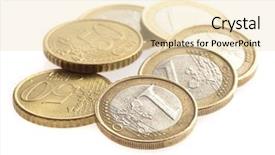  Presentation with euro - Amazing PPT theme having credit union - euro coins isolated backdrop and a lemonade colored foreground