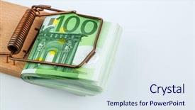  Presentation with euro - Cool new PPT theme with credit union - many euro banknotes backdrop and a sky blue colored foreground