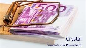  Presentation with euro - Presentation design consisting of credit union - many euro banknotes background and a sky blue colored foreground