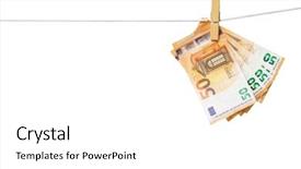  Presentation with credit union - Colorful theme enhanced with credit union - money laundering concept -euro banknotes backdrop and a white colored foreground