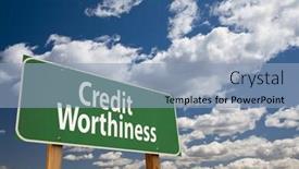  Presentation with road - Presentation theme with credit-worthiness-green-road-sign background and a light blue colored foreground