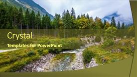 Presentation with mountain stream - Presentation theme having creek-in-the-valley background and a  colored foreground