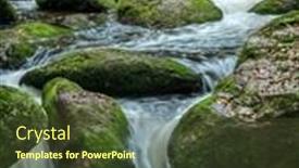  Presentation with rocks - PPT layouts consisting of creek-with-rocks-and-running background and a tawny brown colored foreground