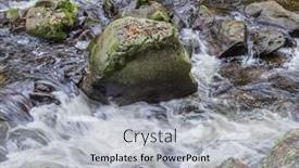  Presentation with water - Amazing PPT theme having creek-with-running-water backdrop and a light gray colored foreground