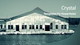  Presentation with port - Presentation theme featuring creep concrete - abandoned empty warehouse background and a gray colored foreground