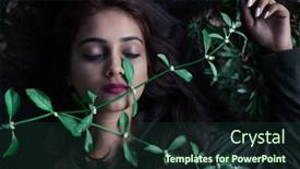  Presentation with indian woman bridal face - Audience pleasing presentation theme consisting of creeper-plant-touching-sleeping-woman backdrop and a tawny brown colored foreground