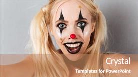  Presentation with clown - Audience pleasing slides consisting of creepy - close up portrait backdrop and a coral colored foreground