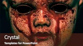  Presentation with creepy - Beautiful PPT theme featuring creepy bloody doll backdrop and a tawny brown colored foreground