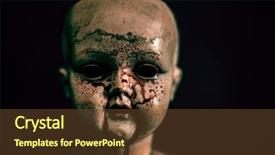  Presentation with creepy - Slide set with creepy bloody doll background and a tawny brown colored foreground