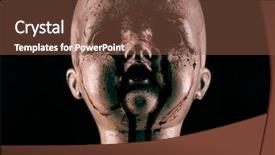  Presentation with creepy doll - Presentation design featuring creepy bloody doll background and a tawny brown colored foreground