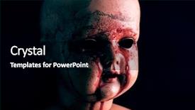  Presentation with creepy doll - Cool new PPT theme with creepy bloody doll backdrop and a black colored foreground