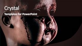  Presentation with creepy doll - Presentation theme consisting of creepy bloody doll background and a wine colored foreground