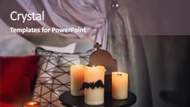  Presentation with creepy - Slides enhanced with late night events - creepy candles for halloween background and a gray colored foreground
