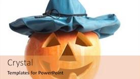  Presentation with creepy - Beautiful slides featuring creepy carved pumpkin face with a smile backdrop and a gold colored foreground