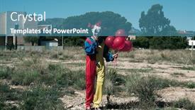  Presentation with red blue yellow - PPT theme featuring creepy-clown-wearing-a-yellow background and a teal colored foreground