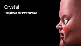  Presentation with creepy doll - PPT layouts having creepy-doll-head background and a black colored foreground
