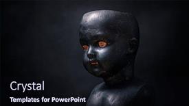  Presentation with creepy doll - PPT layouts with creepy-doll-in-the-dark background and a wine colored foreground