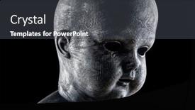  Presentation with creepy doll - PPT layouts having creepy-doll-in-the-dark background and a dark gray colored foreground