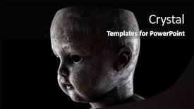  Presentation with creepy doll - PPT theme with creepy-doll-in-the-dark background and a black colored foreground