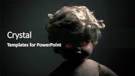  Presentation with creepy - PPT theme featuring creepy doll with red glowing background and a dark gray colored foreground