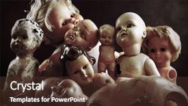  Presentation with creepy - PPT theme with creepy dolls background and a tawny brown colored foreground