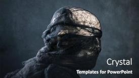  Presentation with creepy - Presentation theme having creepy-figure-on-dark-misty background and a wine colored foreground