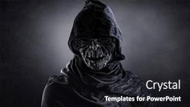  Presentation with creepy - Amazing presentation design having creepy-figure-with-hooded-cape backdrop and a wine colored foreground