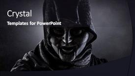  Presentation with creepy - Cool new slide set with creepy-figure-with-hooded-cape backdrop and a dark gray colored foreground