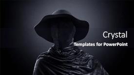  Presentation with misty - Theme consisting of creepy-figure-with-old-hat background and a wine colored foreground