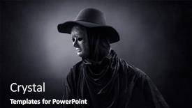  Presentation with misty - PPT theme enhanced with creepy-figure-with-old-hat background and a wine colored foreground