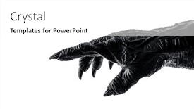  Presentation with creepy - Beautiful presentation design featuring creepy-monster-hand-isolated backdrop and a white colored foreground