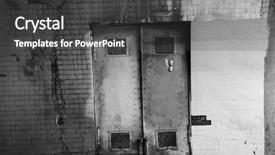  Presentation with creepy - Colorful PPT theme enhanced with creepy old metal doors doors backdrop and a dark gray colored foreground