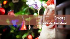  Presentation with vintage christmas - PPT theme featuring creepy-santa-is-watching background and a red colored foreground